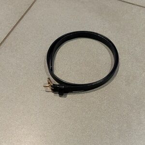 Elegant Black Leather Belt with Gold Buckle